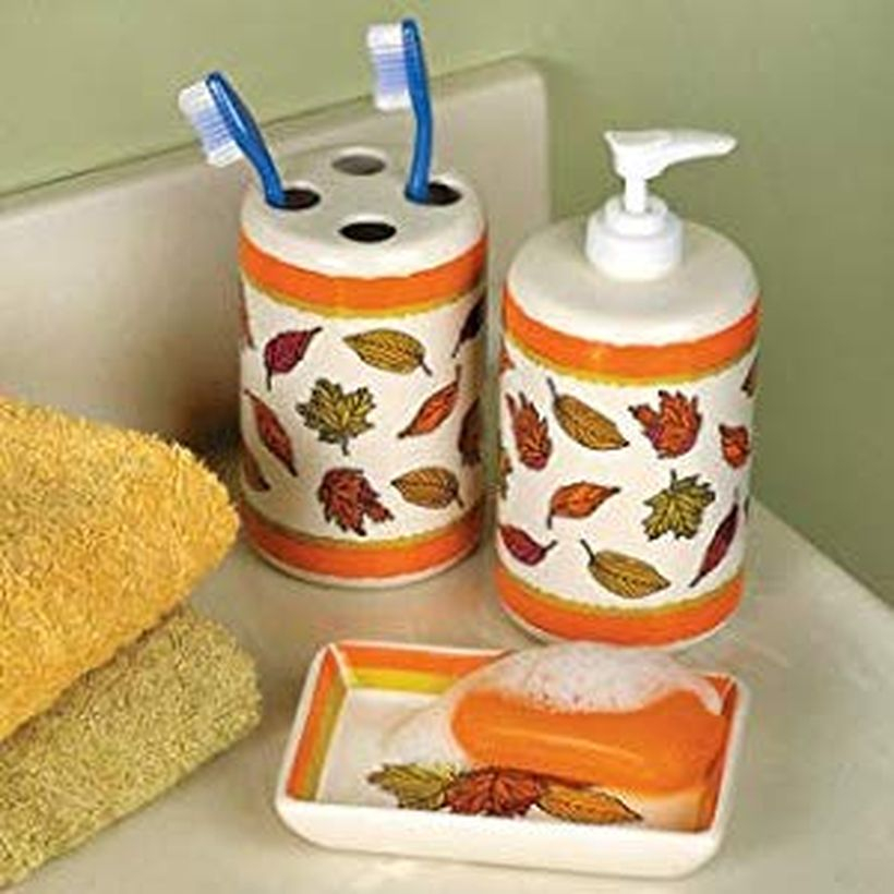 Fall leaves bathroom accessories set soap