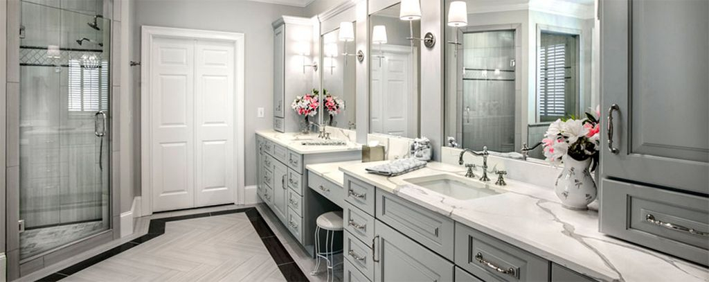 Modern bathroom design with white granite above cabinets to perfect your an elegant bathroom