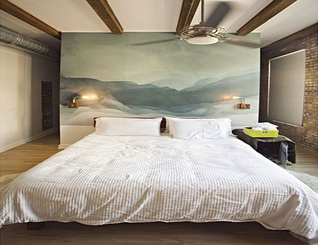 Natural headboard with painting