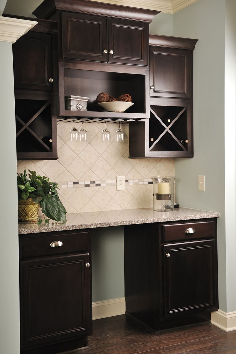 Small dark wood wet bar