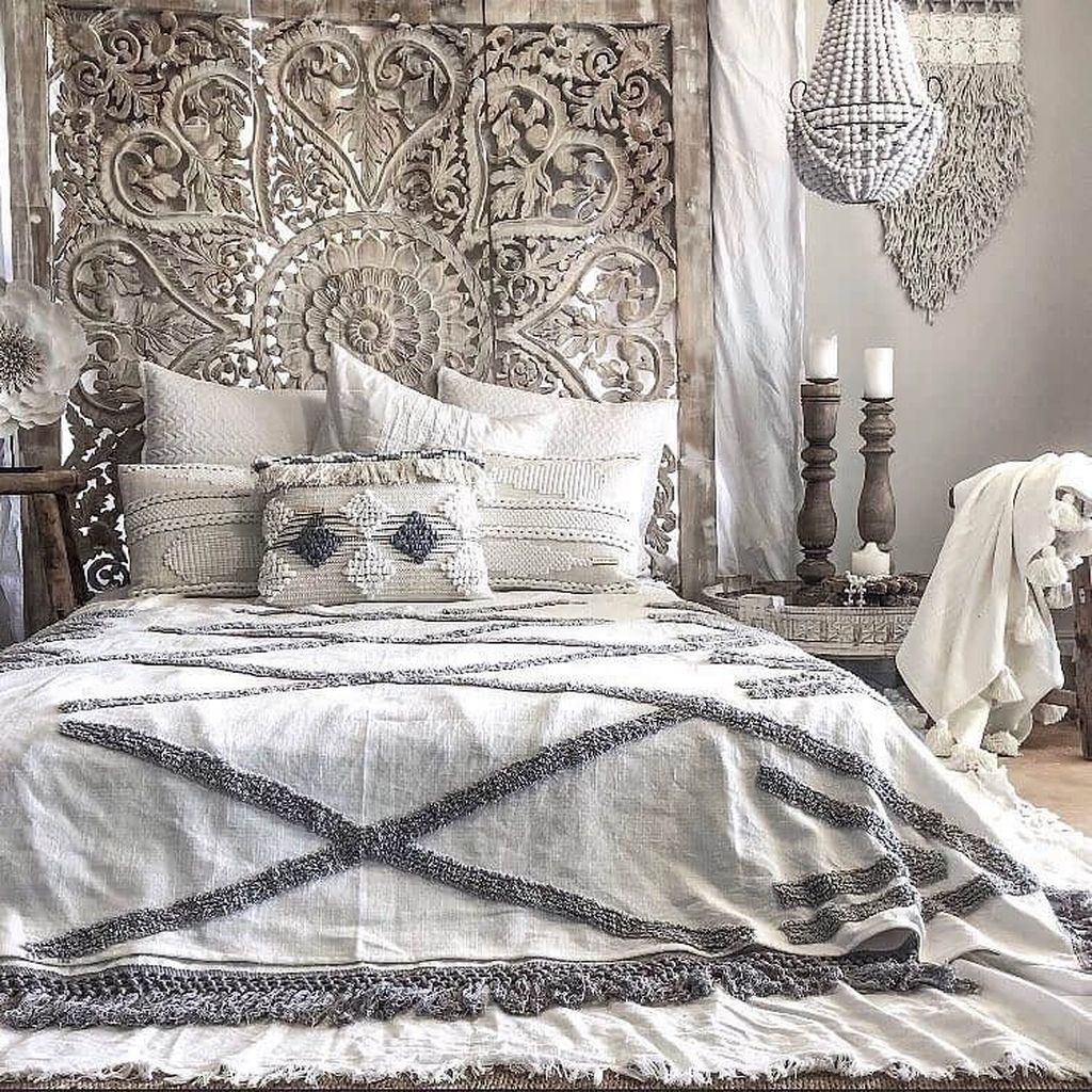 Unique headboard for rustic bedroom