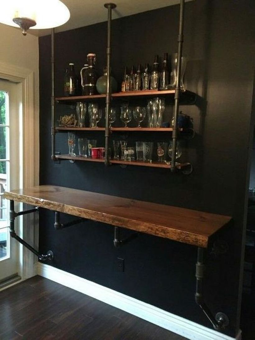 Wood iron industrial shelve bar
