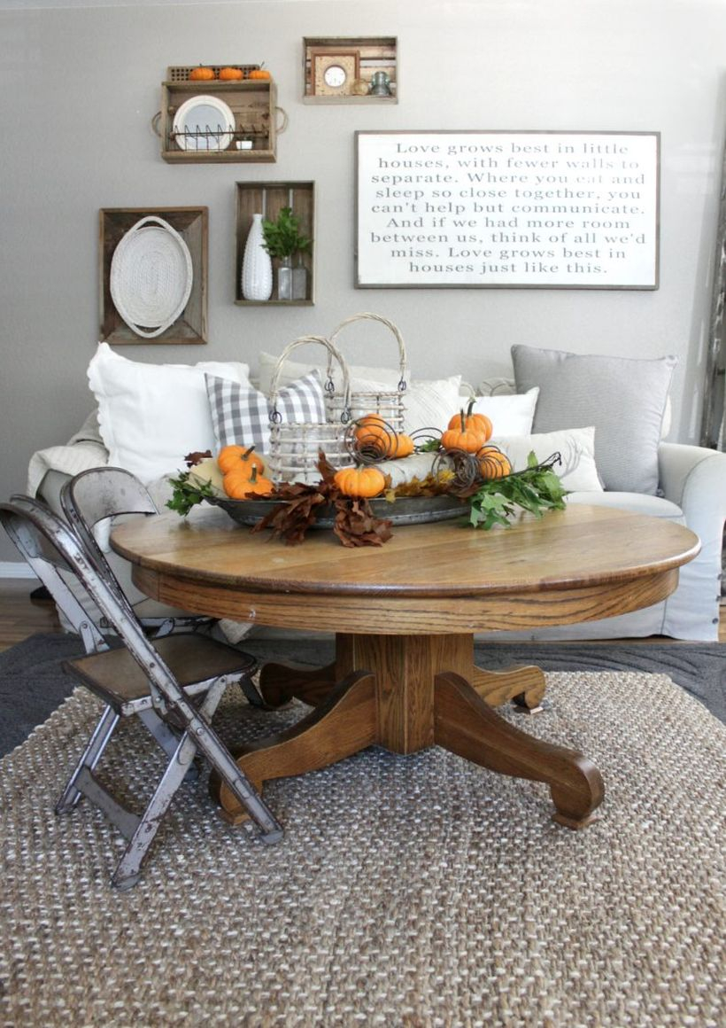 An inspire decoration table coffee with orange pumpkin for your living room to look fun this fall