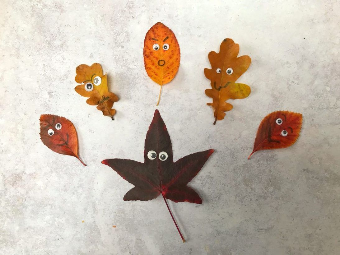 Autumn leaves craft with eyes