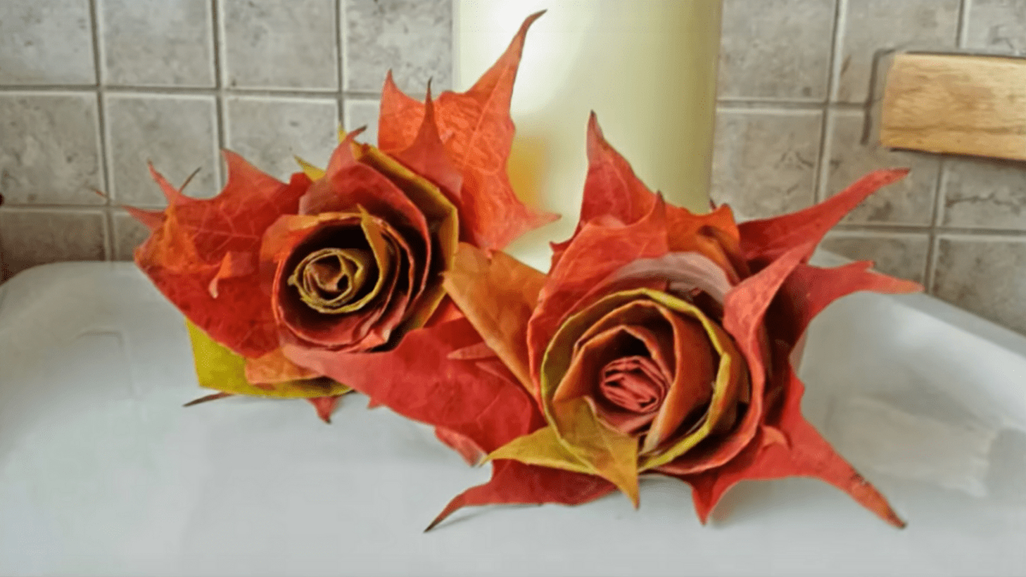Flowers autumn leaves craft decoration
