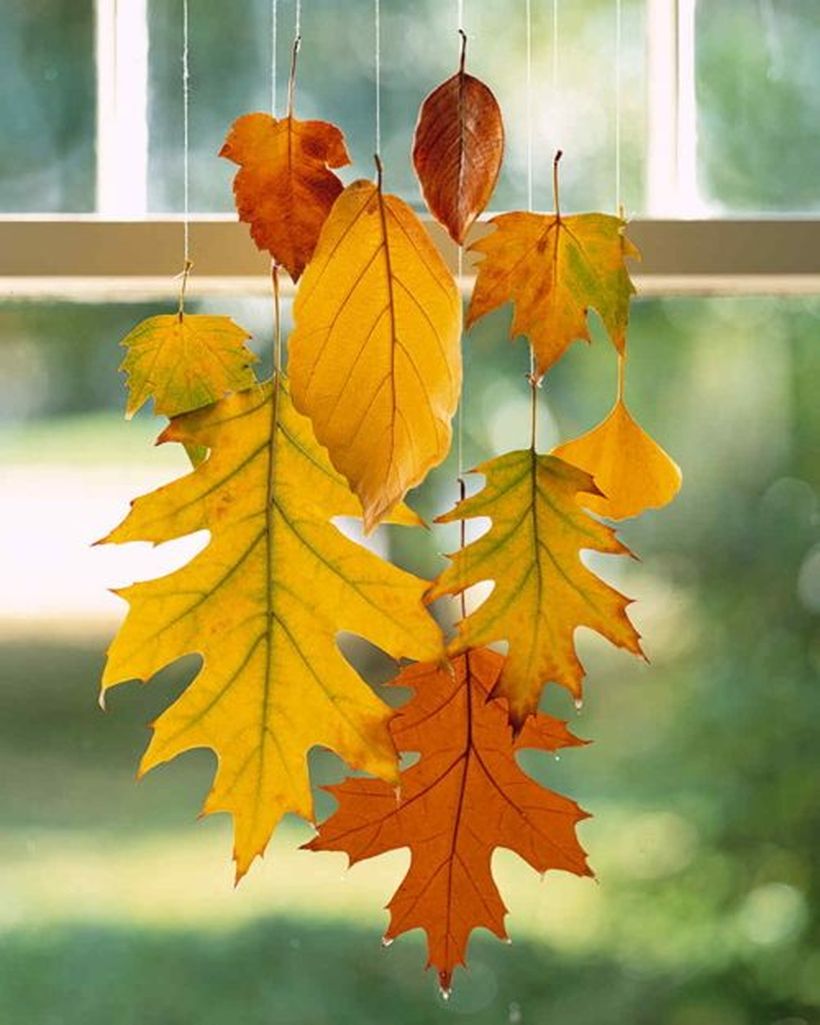 Hanging autumn leaves craft