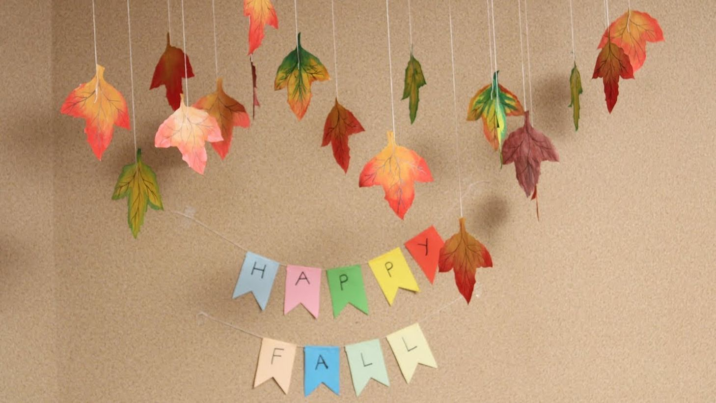 Hanging colorful autumn leaves craft decoration