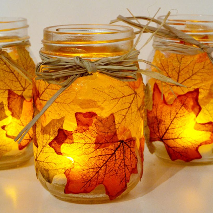 Maple leaf decoupage mason jars fall decor craftgawker