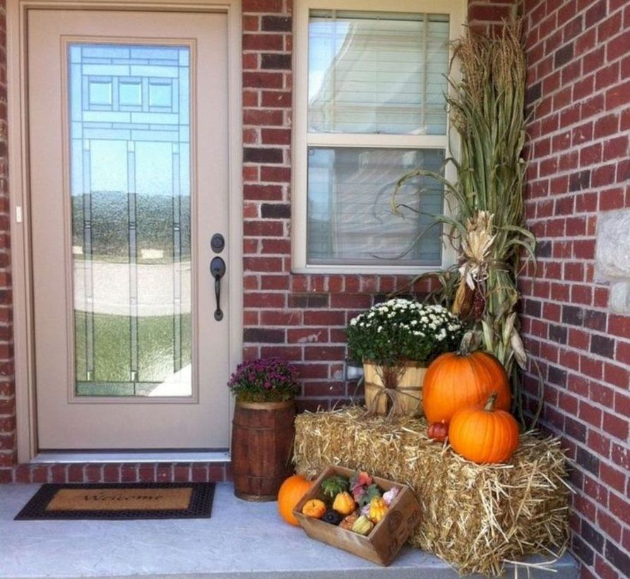 Pumpkins and flower in patio
