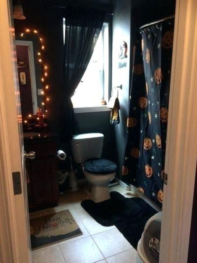 Sets bathroom decor black and orange spooky bathroom
