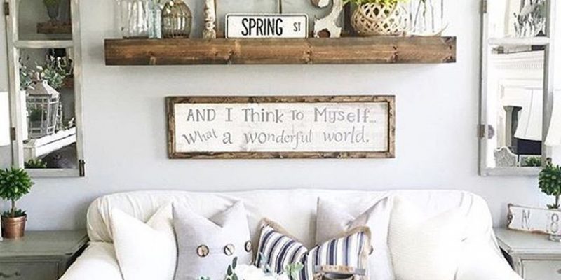 Simple rustic wall art ideas with wooden window frame, a hanging racks to put store houseplant