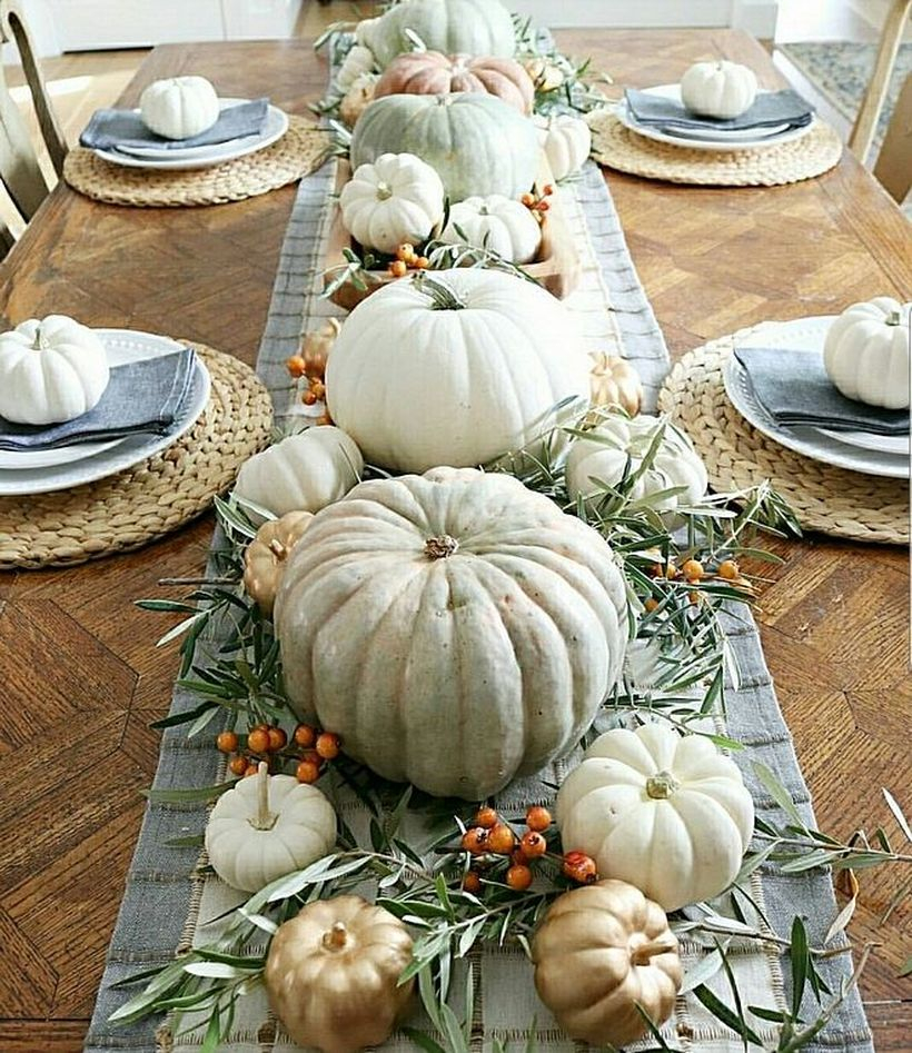 White pumpkins decoration for dining table