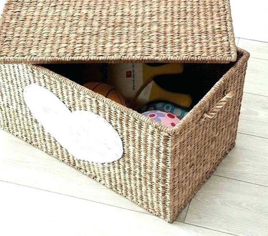 An adorable storage ideas with small square shape and white heart-shaped decoration