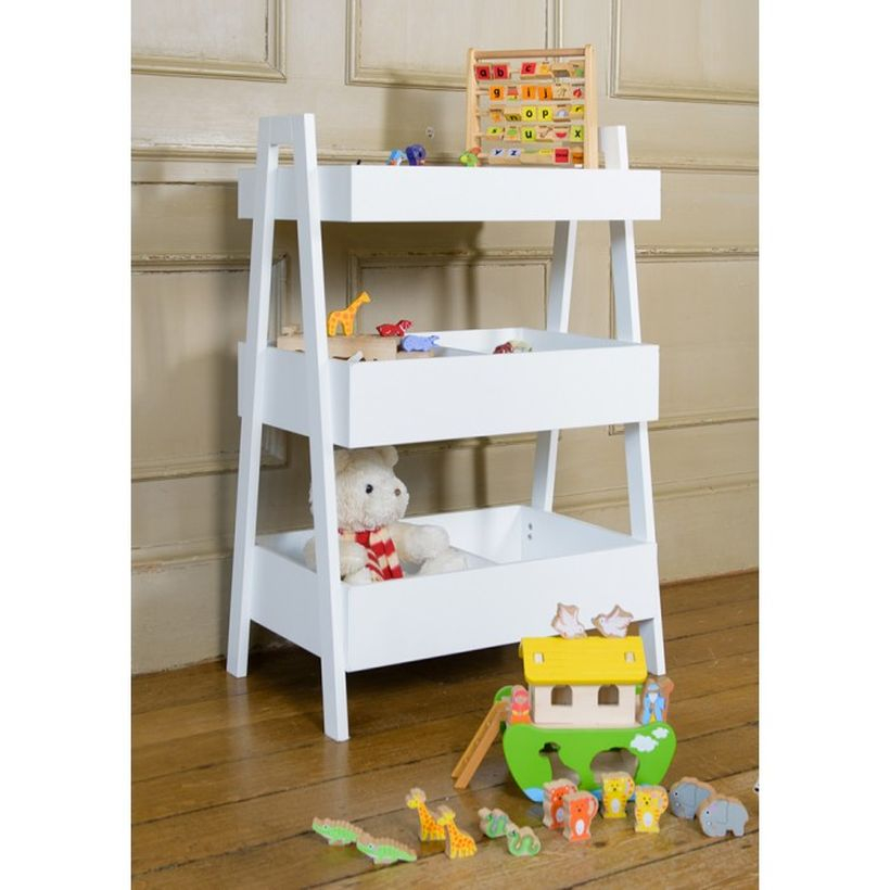An amazing wooden storage ideas with white color, graded design to complete children room