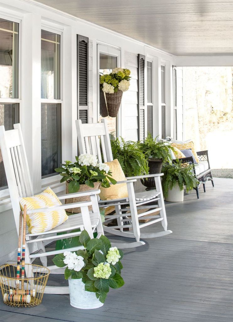 Beautiful terrace design with plants and flowers decoration