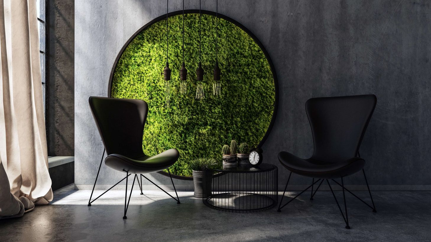 Best succulent with small round pot on the round black table to make beauty your living room