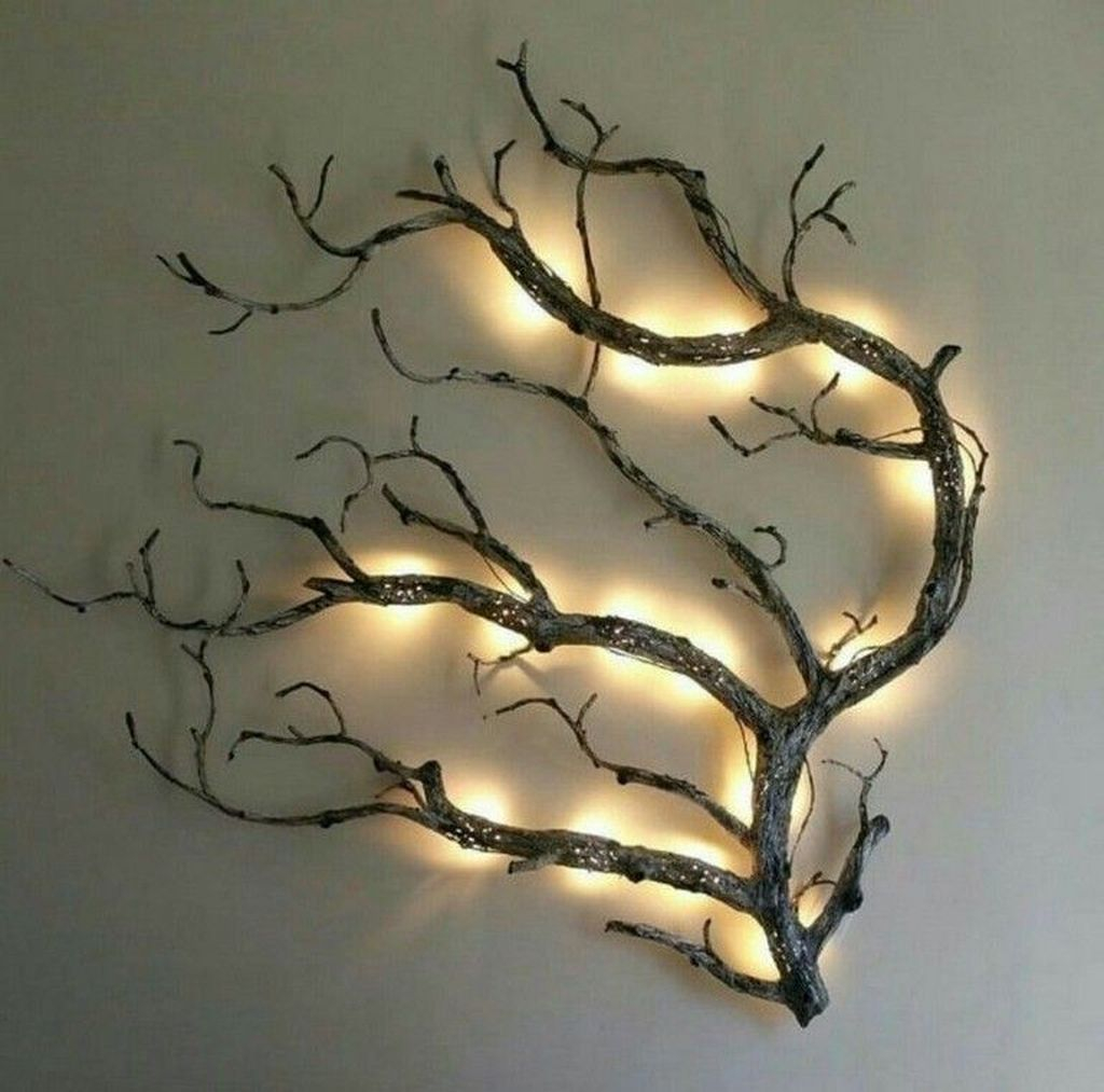 Branch with lamps for wall decoration
