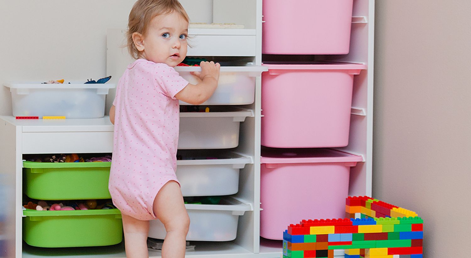 Colorful storage ideas with graded design for amazing room