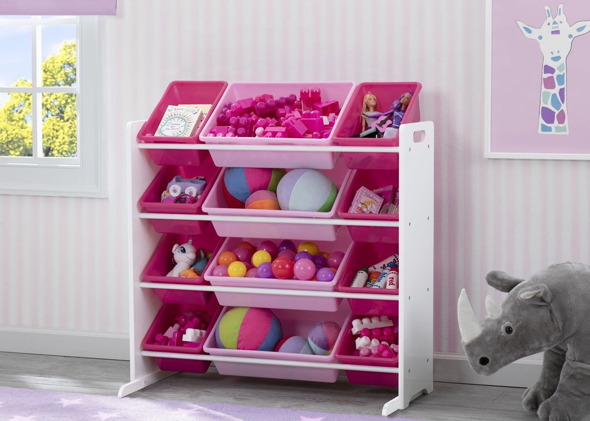 Fabulous storage ideas with red and pink color, multi level design to complete children's room