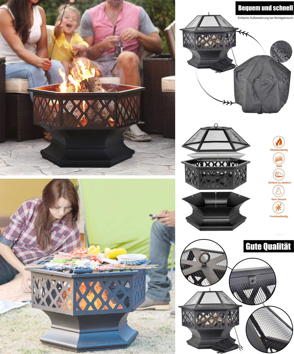 Fire pit with grill grate
