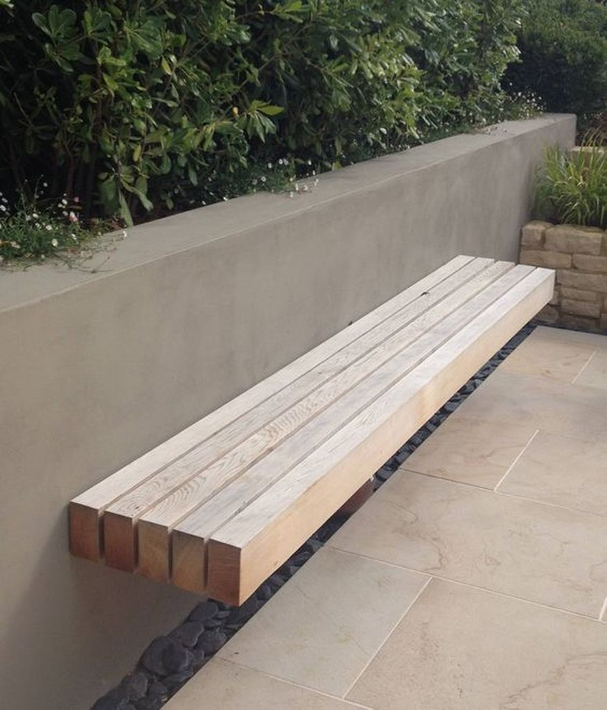 Floating wooden bench