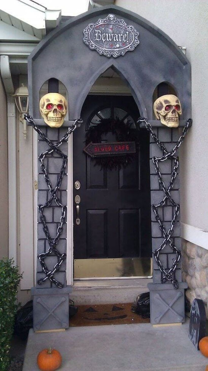 Interesting arch halloween door.