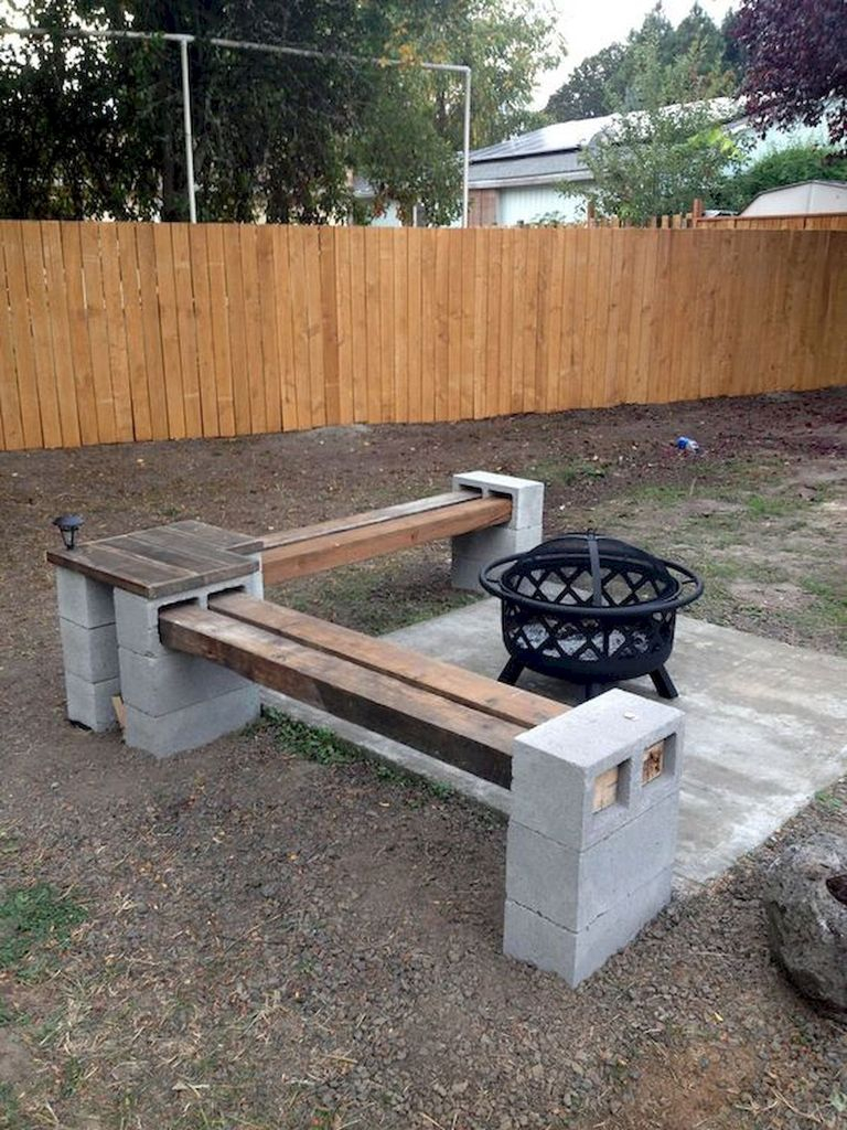 Letter l wooden bench with fireplace