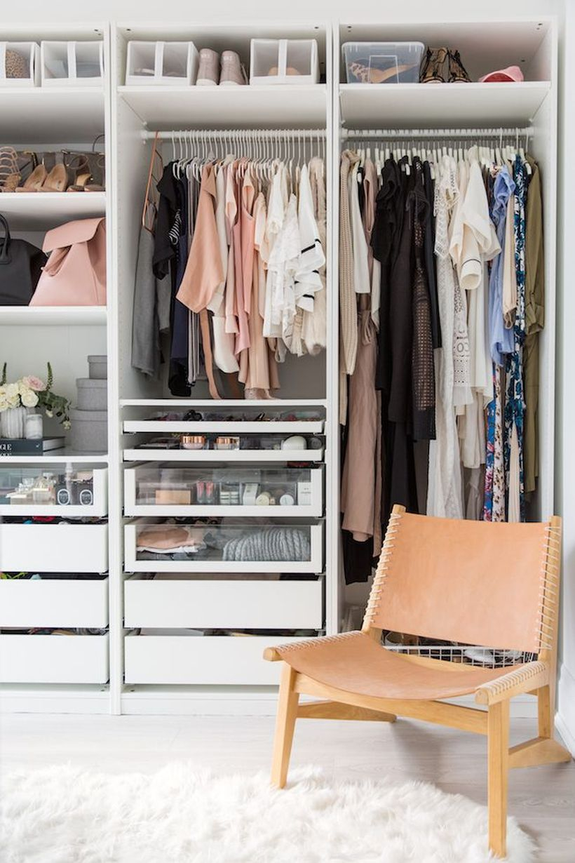 Organized wardrobe hang strategically.