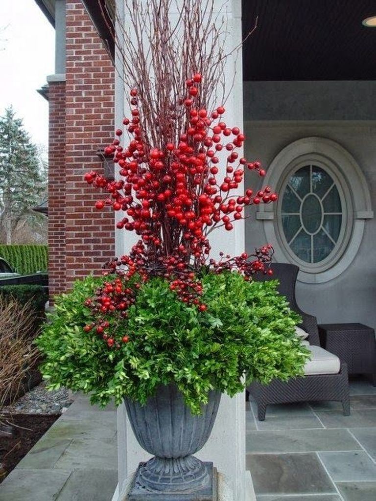 Plants decoration combined with red flowers