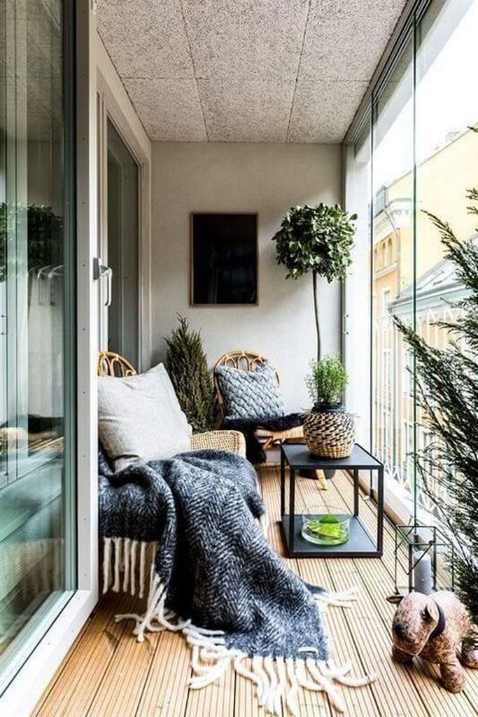Rustic small balcony with plants decoration