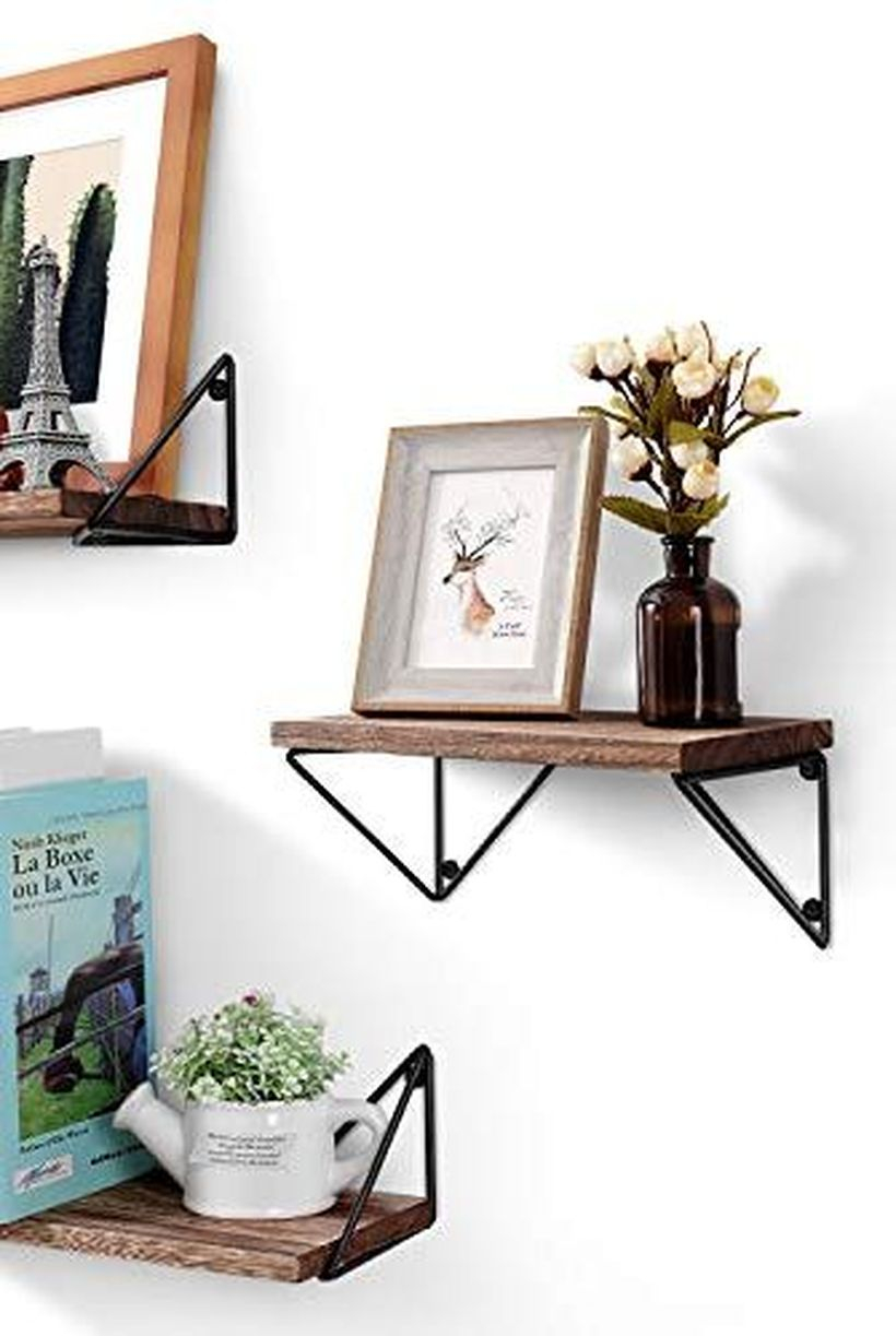 Rustic wall mounted shelves.