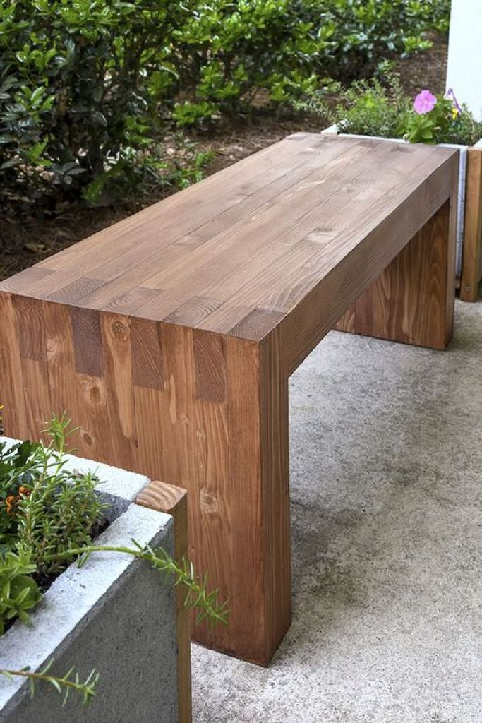 Rustic wooden bench for outdoor design