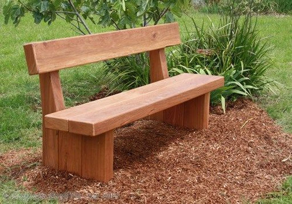 Simple wooden bench for outdoor