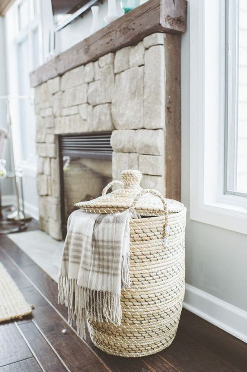 The rattan basket has a lid