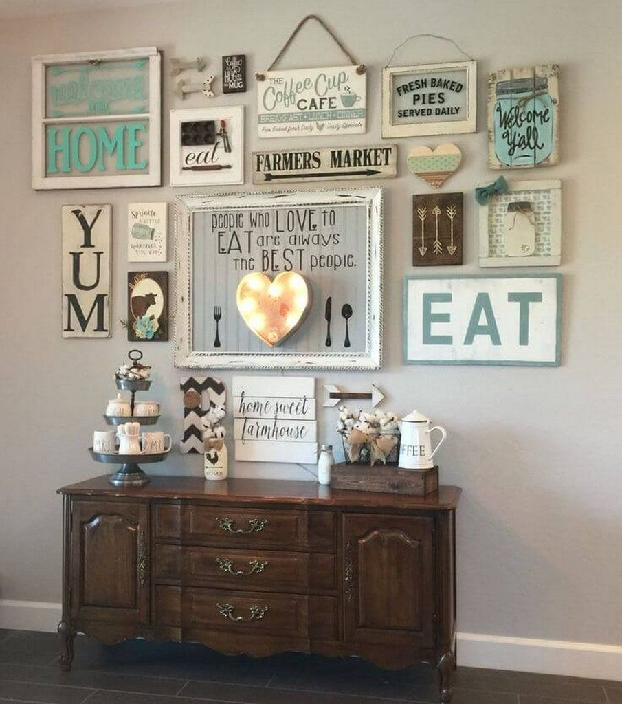 Wall gallery above cabinets to beautify your home