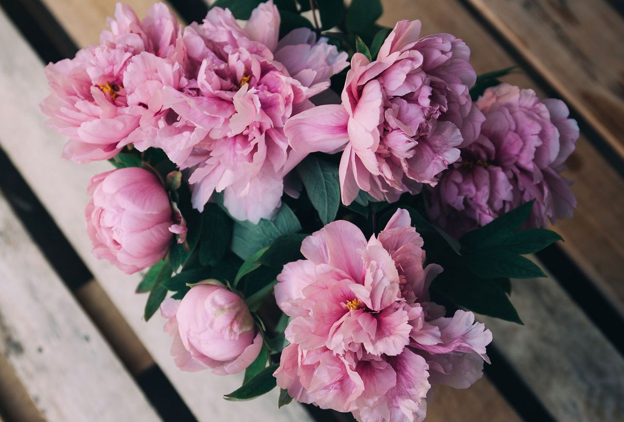 Wedding flower bouquet with the lush and fragrant peony provides a romantic look