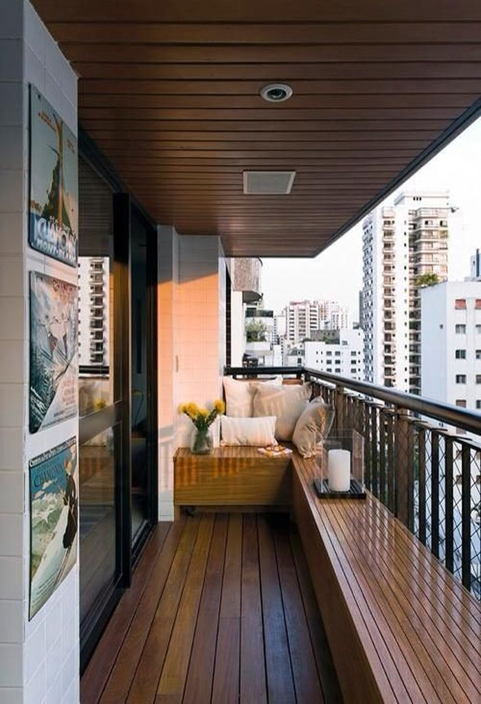 Wooden ceiling to perfect your small balcony