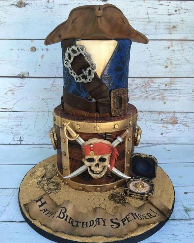 An elegant cake birthday with in the form of a pirate
