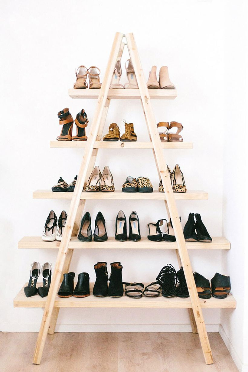 Awesome diy projects with modern ladder a-line to store shoes arrangment