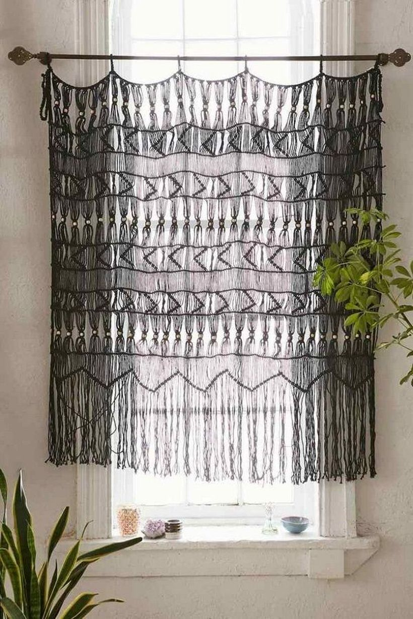 Black knit curtain