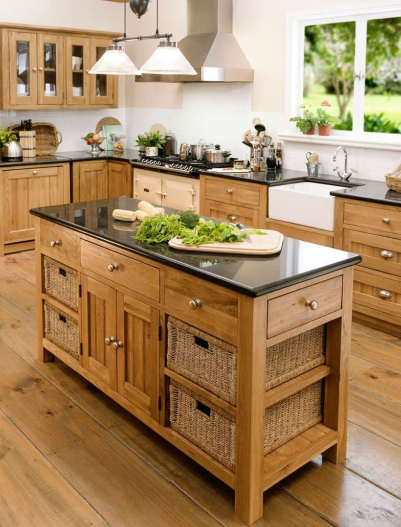 Black marble countertop design with wooden cabinet