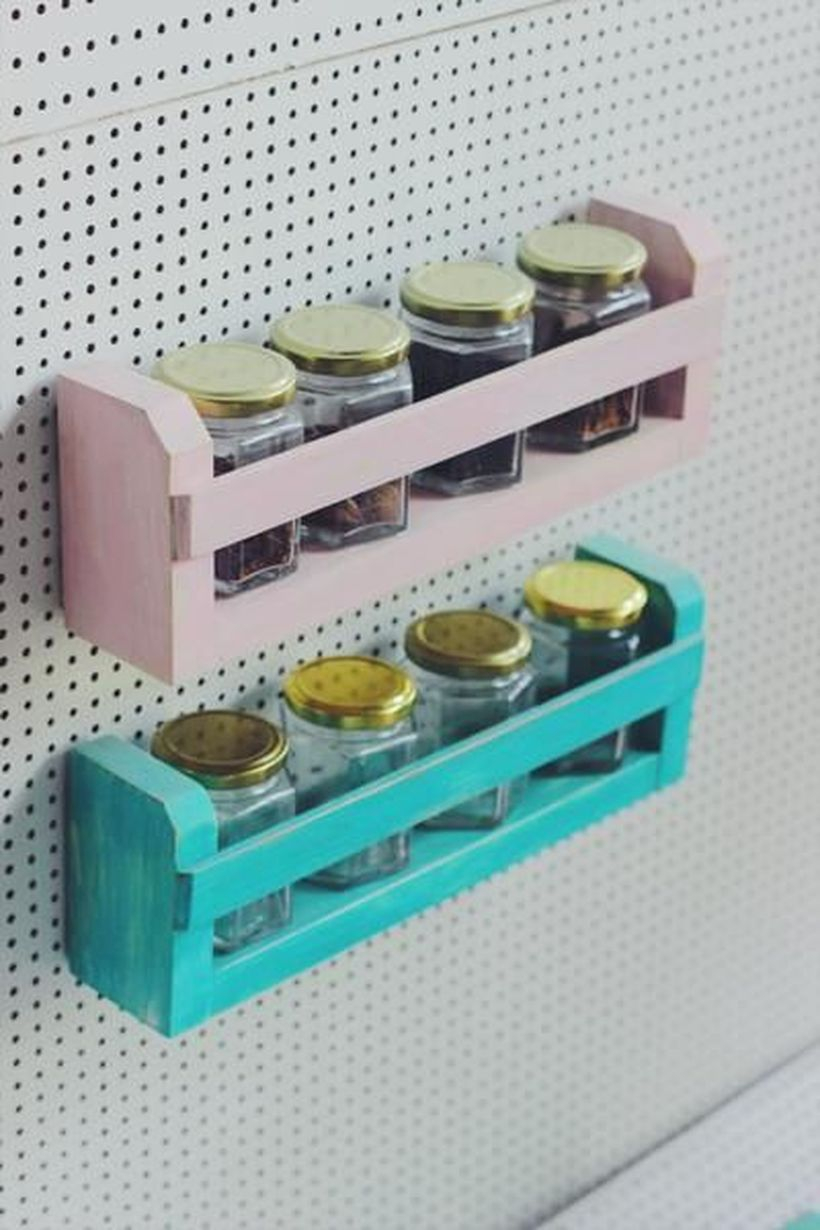 Blue and pink spice rack