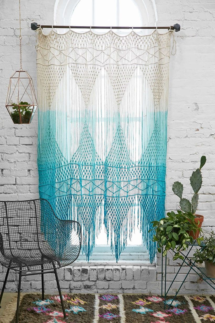 Blue and white patern curtain