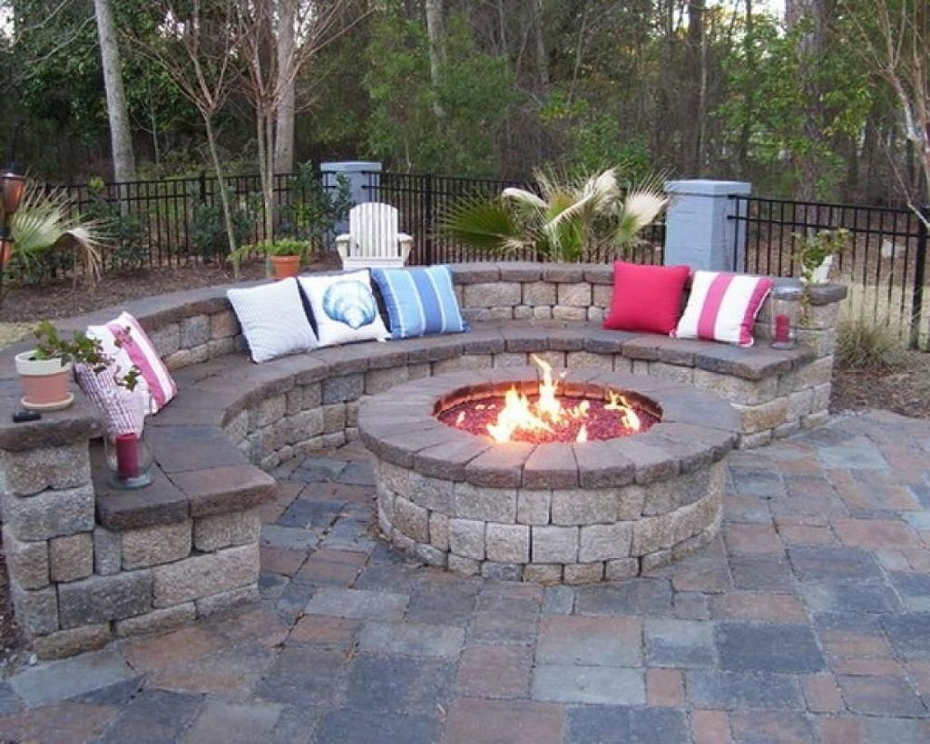 Circle pit fire pump with sofa cushions