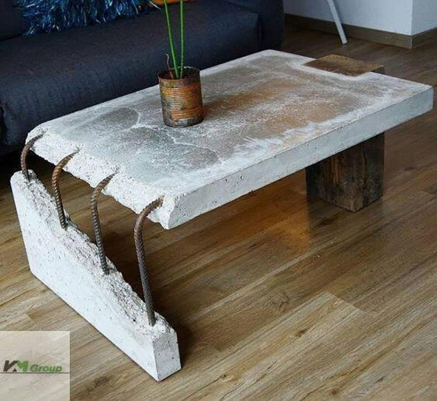 Creative coffee table from foundation and wooden