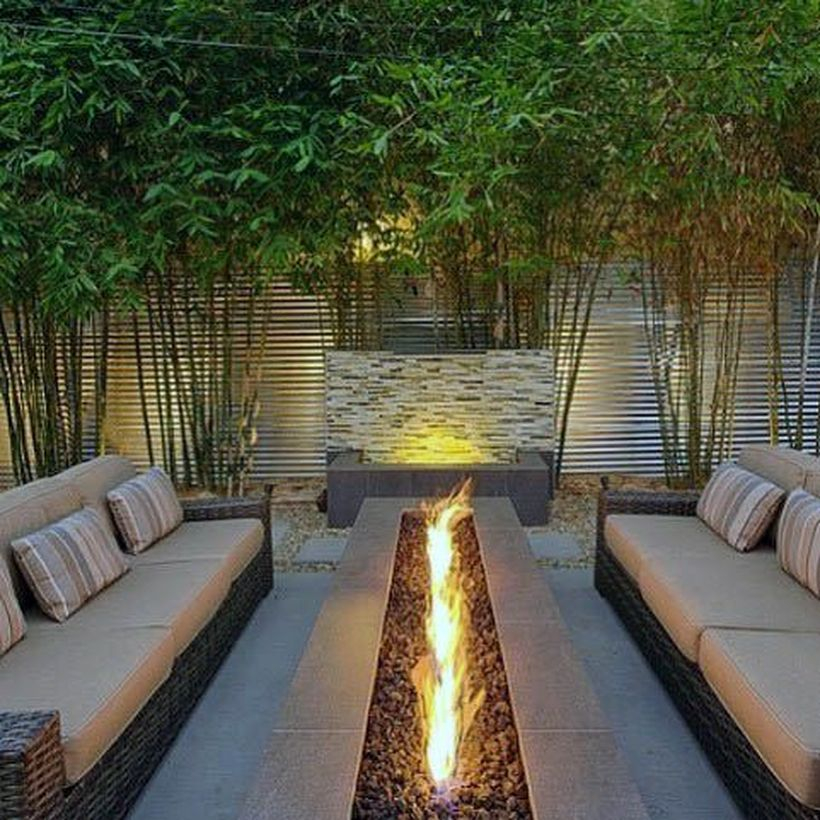 Elegant outdoor long fire pit
