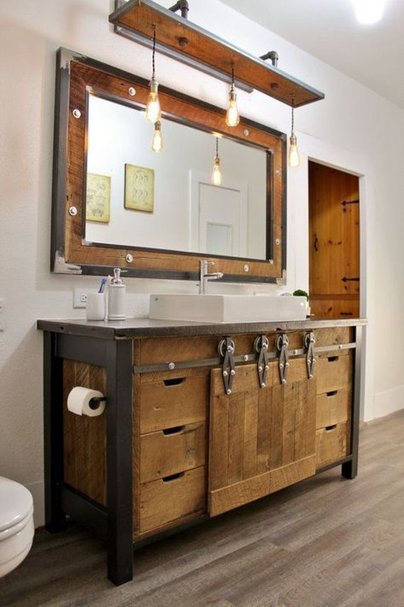 Farmhouse wooden table sink