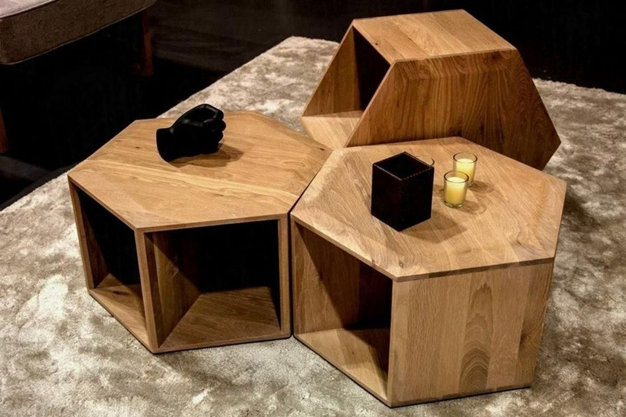 Hexagon wooden coffee table