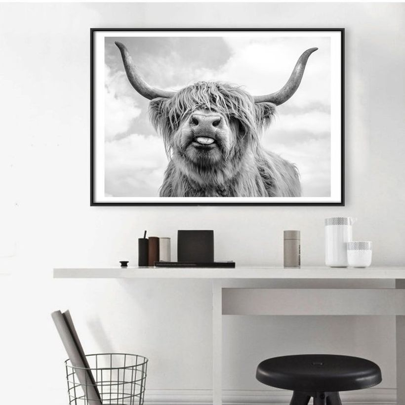 Home decoration ideas on a budget with highland cow canvas to make it look attractive
