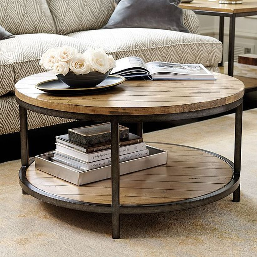Large round wooden coffee table